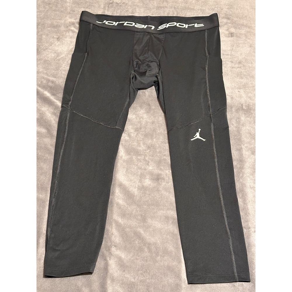 Jordan Sport Dri-FIT Mens 3/4 Compression Tights Black XL Leggings Pockets